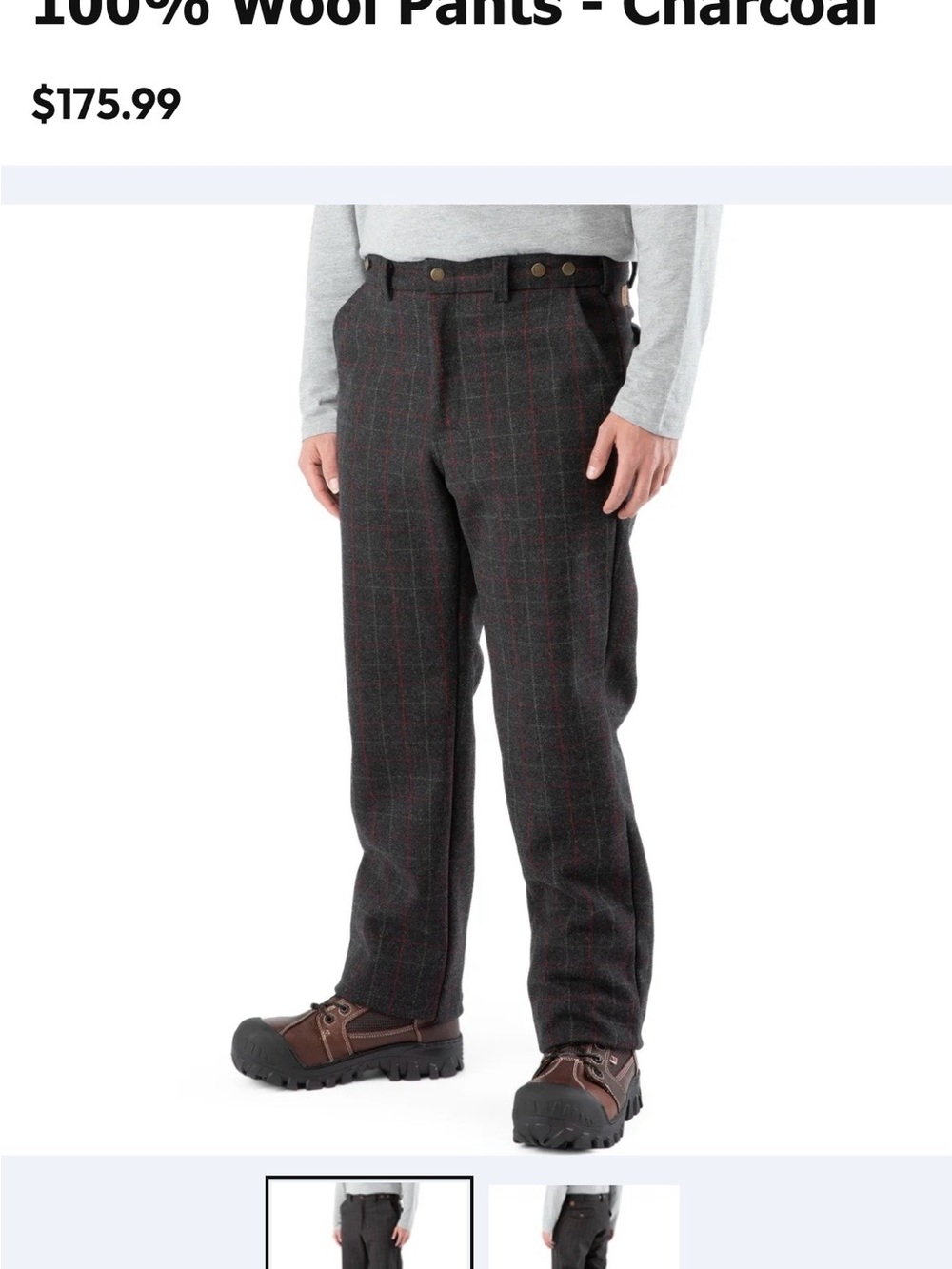 Men's Big Bill Charcoal Wool Plaid Pants